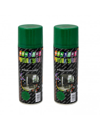 Montoro - Pack de 2 botes de pintura en spray verde hoja A13 400 ml, válido para multitud de superficies de interior y exterior