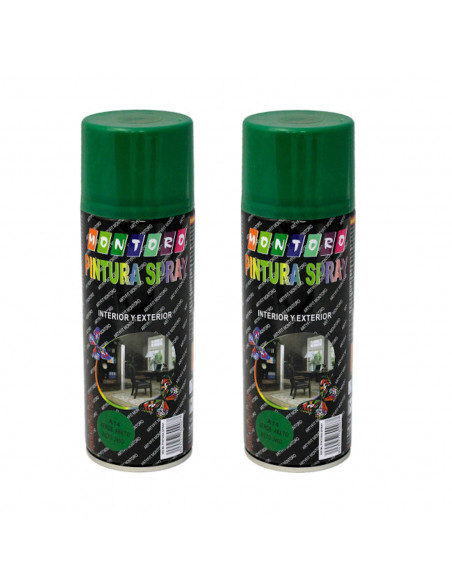Montoro - Pack de 2 botes de pintura en spray verde hoja A13 400 ml, válido para multitud de superficies de interior y exterior