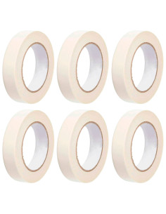 Tradineur - Pack de 6 cintas Adhesiva para pintores - Ideal para Manualidades, Bricolaje, Pintura y Etiquetado - 24 mm x 40 M -