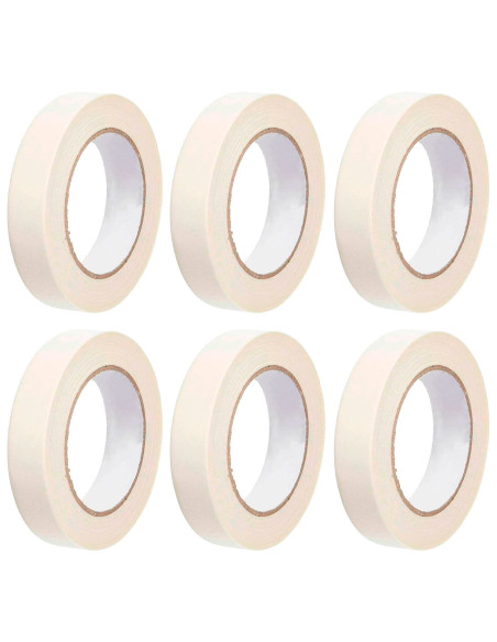 Tradineur - Pack de 6 cintas Adhesiva para pintores - Ideal para Manualidades, Bricolaje, Pintura y Etiquetado - 24 mm x 40 M -