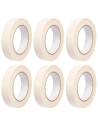 Tradineur - Pack de 6 cintas Adhesiva para pintores - Ideal para Manualidades, Bricolaje, Pintura y Etiquetado - 24 mm x 40 M -