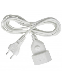 Tradineur - Cable alargador para Enchufe Plano, 2.5A, 250V, máx. 600W, Uso Interior, Incluye protección Infantil, hogar, Oficina