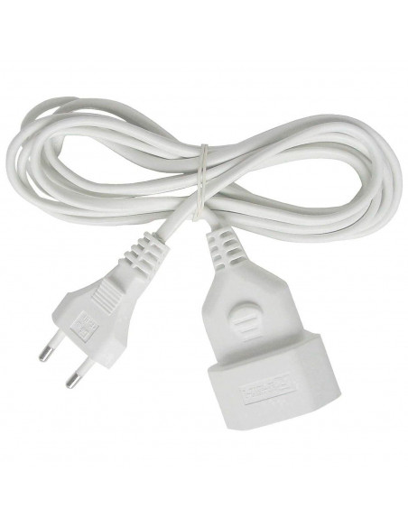 Tradineur - Cable alargador para Enchufe Plano, 2.5A, 250V, máx. 600W, Uso Interior, Incluye protección Infantil, hogar, Oficina