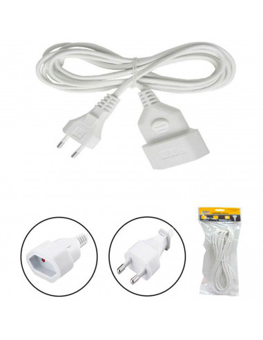 Tradineur - Cable alargador para Enchufe Plano, 2.5A, 250V, máx. 600W, Uso Interior, Incluye protección Infantil, hogar, Oficina