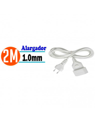 Tradineur - Cable alargador para Enchufe Plano, 2.5A, 250V, máx. 600W, Uso Interior, Incluye protección Infantil, hogar, Oficina