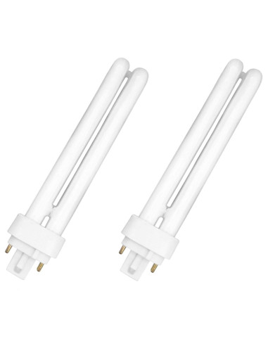Tradineur - Pack de 2 bombillas de bajo consumo, 2 pines y 2 tubos, G24D-3, 26W equivalente a 130W, 1350 lúmenes, 6400K, luz bla
