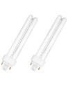 Tradineur - Pack de 2 bombillas de bajo consumo, 2 pines y 2 tubos, G24D-3, 26W equivalente a 130W, 1350 lúmenes, 6400K, luz bla