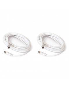 Tradineur - Cable para antena de Televisión - Longitud de 2 Metros - Salidas macho y Hembra - Cable coaxial - Color Blanco