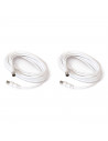 Tradineur - Cable para antena de Televisión - Longitud de 2 Metros - Salidas macho y Hembra - Cable coaxial - Color Blanco