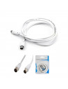 Tradineur - Cable para antena de Televisión - Longitud de 2 Metros - Salidas macho y Hembra - Cable coaxial - Color Blanco