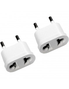Tradineur - Pack de 2 Adaptadores de Enchufe Plano - Adaptador Sencillo, Enchufe para Oficina, hogar - Color Blanco