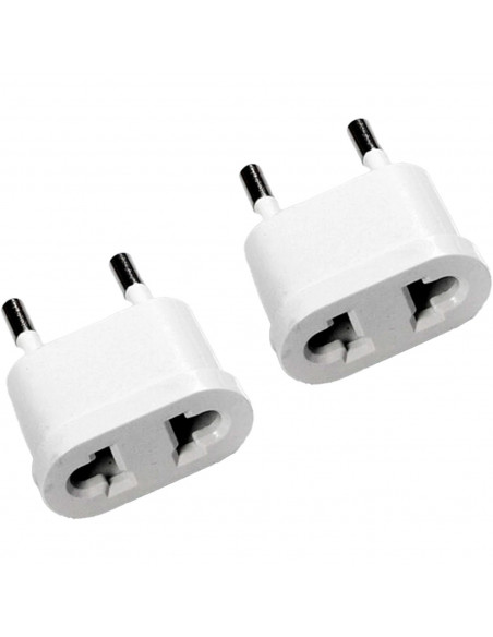 Tradineur - Pack de 2 Adaptadores de Enchufe Plano - Adaptador Sencillo, Enchufe para Oficina, hogar - Color Blanco