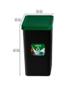 Tradineur - Set de 3 Cubos de Reciclaje - Verde (Vidrio), Amarillo (Envases) y Azul (Papel) - Capacidad: 28 litros - Plástico -