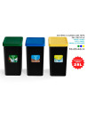 Tradineur - Set de 3 Cubos de Reciclaje - Verde (Vidrio), Amarillo (Envases) y Azul (Papel) - Capacidad: 28 litros - Plástico -
