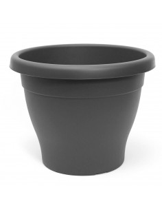 Maceta de plástico redonda Mediterránea gris, 40 cm, 23 litros, para plantas y flores con orificios inferiores. Recipiente, mace