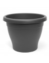 Maceta de plástico redonda Mediterránea gris, 40 cm, 23 litros, para plantas y flores con orificios inferiores. Recipiente, mace