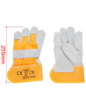 Tradineur - Guantes de trabajo, tela y cuero resistente, protección, bricolaje, seguridad, jardinería (Gris y naranja - Talla 10