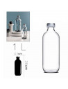Tradineur - Botella de vidrio con tapón cromado PSB, agua fría o caliente, bebidas, té helado, limonada, frigorífico, camping (1