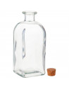Tradineur - Pack de 3 botellas de vidrio, frascas con tapón de corcho, reutilizables, rellenables, licores, aceite, agua, vino,