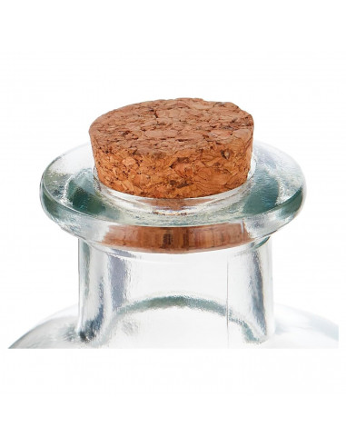 Tradineur - Pack de 3 botellas de vidrio, frascas con tapón de corcho, reutilizables, rellenables, licores, aceite, agua, vino,