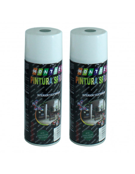 Montoro - Pack de 2 botes de pintura en spray verde oscuro A15 400 ml, válido para multitud de superficies de interior y exterio