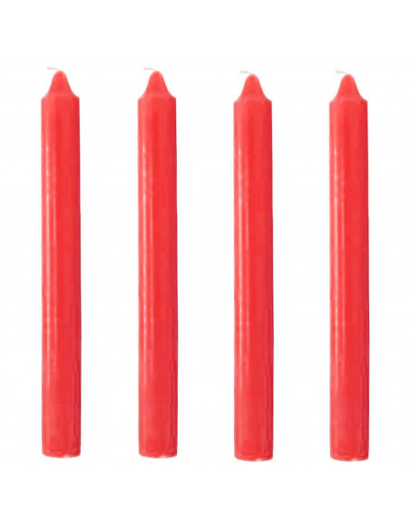 Tradineur - Pack de 4 velas alargadas, cirios de mesa cilíndricos, parafina y mecha de algodón, sin perfume, rituales y ceremoni
