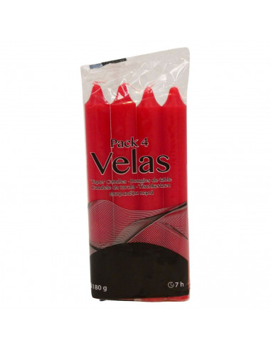 Tradineur - Pack de 4 velas alargadas, cirios de mesa cilíndricos, parafina y mecha de algodón, sin perfume, rituales y ceremoni