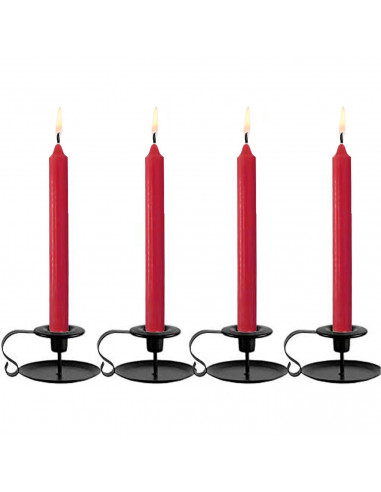 Tradineur - Pack de 4 velas alargadas, cirios de mesa cilíndricos, parafina y mecha de algodón, sin perfume, rituales y ceremoni