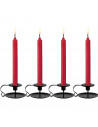Tradineur - Pack de 4 velas alargadas, cirios de mesa cilíndricos, parafina y mecha de algodón, sin perfume, rituales y ceremoni