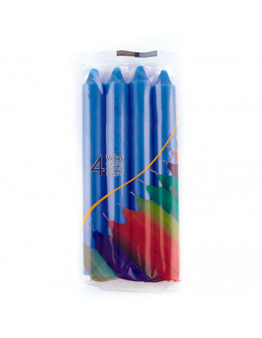 Tradineur - Pack de 4 velas alargadas, cirios de mesa cilíndricos, parafina y mecha de algodón, sin perfume, rituales y ceremoni