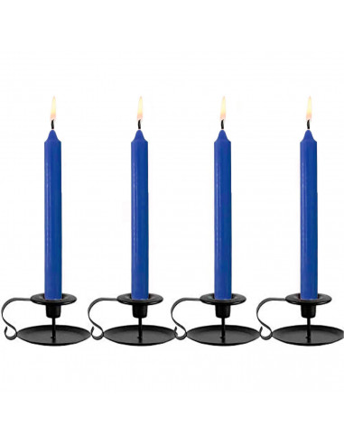 Tradineur - Pack de 4 velas alargadas, cirios de mesa cilíndricos, parafina y mecha de algodón, sin perfume, rituales y ceremoni