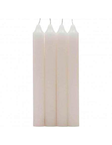 Tradineur - Pack de 4 velas alargadas, cirios de mesa cilíndricos, parafina y mecha de algodón, sin perfume, rituales y ceremoni