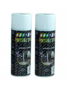 Montoro - Pack 2 botes de pintura en negro satinado  SA01 400 ml, válido para multitud de superficies de interior y exterior. Pi