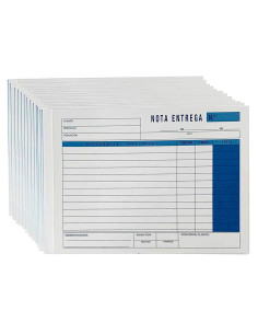 Tradineur - Pack de 12 talonarios de notas de entrega, 50 hojas, 25 juegos original + copia, autocopiativas, matriz de corte y t