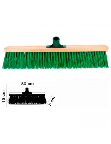 Tradineur - Cepillo duro multiusos para exterior, barrendero, cerdas duras, madera y plástico, acoplable a mango de rosca, limpi