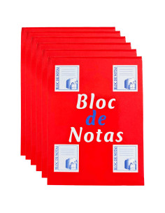Tradineur - Pack de 6 tacos de notas blancas, 125 hojas lisas, incluyen matriz de corte y tapas de cartón, anotaciones - 120 x 8