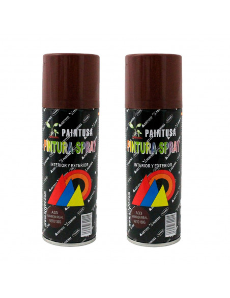 Montoro - Pack 2 botes de pintura en spray marrón real A33 400 ml, válido para multitud de superficie de interior y exterior