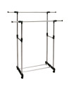 Tradineur - Perchero burro doble extensible con ruedas, acero y plástico, altura y anchura regulables, fácil montaje, 85-140 x 9