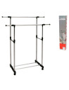 Tradineur - Perchero burro doble extensible con ruedas, acero y plástico, altura y anchura regulables, fácil montaje, 85-140 x 9