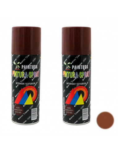 Montoro - Pack 2 botes de pintura en spray marrón real A33 400 ml, válido para multitud de superficie de interior y exterior