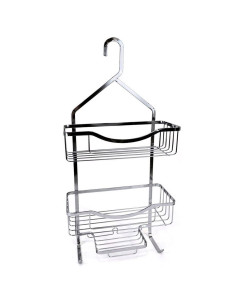 Tradineur - Estantería de baño de metal cromado, 3 niveles y gancho para colgar, organizador de productos de aseo, higiene, pare