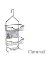 Tradineur - Estantería de baño de metal cromado, 3 niveles y gancho para colgar, organizador de productos de aseo, higiene, pare