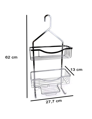 Tradineur - Estantería de baño de metal cromado, 3 niveles y gancho para colgar, organizador de productos de aseo, higiene, pare