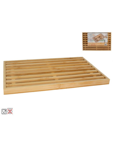 Tradineur - Tabla para cortar pan de bambú, rejilla extraíble, duradera y resistente, material natural, ecológico, fácil de vaci