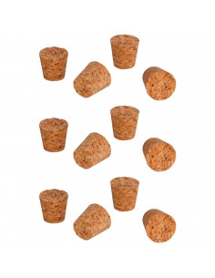 Tradineur - Pack de 12 tapones cónicos de corcho para botellas, garrafas, botes, frascos, bar, restaurante, vino, aceite - 30 x