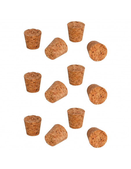 Tradineur - Pack de 12 tapones cónicos de corcho para botellas, garrafas, botes, frascos, bar, restaurante, vino, aceite - 30 x