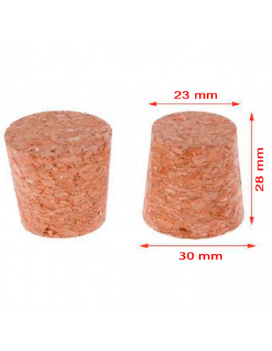 Tradineur - Pack de 12 tapones cónicos de corcho para botellas, garrafas, botes, frascos, bar, restaurante, vino, aceite - 30 x