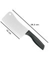 Tradineur - Cuchillo ancho de carnicero, hoja de acero inoxidable de 15 cm, mango ergonómico, corte de huesos y carne, cocina -