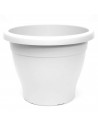 Tradineur - Maceta de plástico redonda blanca Mediterránea, diámetro 48,5 cm, 80 litros con orificios inferiores, recipiente, ma