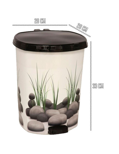Tradineur - Papelera con pedal Diseño Zen (11 L) - Fabricado en Plástico - Capacidad de 11 Litros - Cubo interno Extraíble - 33